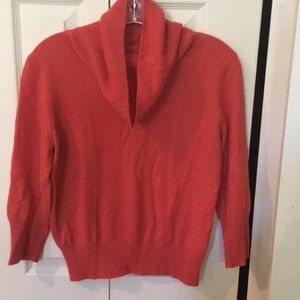 Coral 100% cashmere cowl neck sweater J Crew small